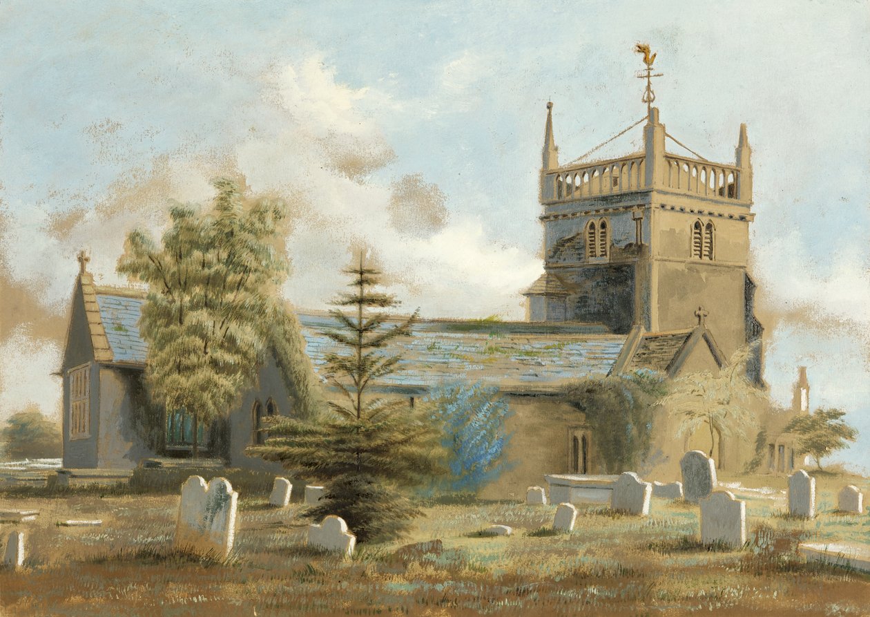 Bedminster Eski Kilise (kağıt üzerine yağlı boya) by English School