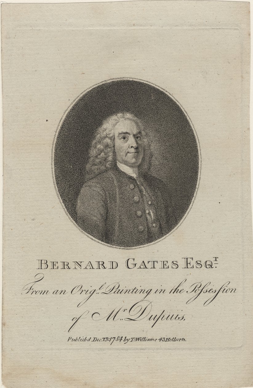 Bernard Gates, 1784 (nokta gravürü) by English School