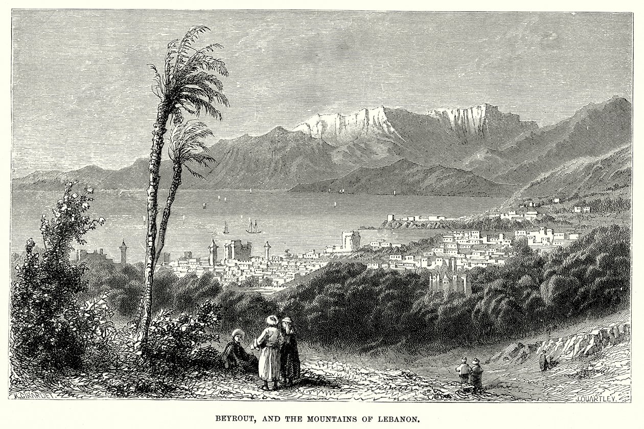 Beyrut ve Lübnan Dağları (gravür) by English School
