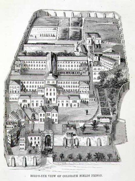 Coldbath Fields Hapishanesinin Kuş Bakışı Görünümü, Henry Mayhew (1812-87) ve John Binny