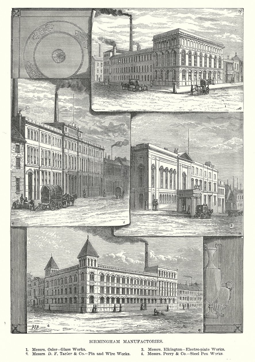 Birmingham Manufactories (gravür) by English School