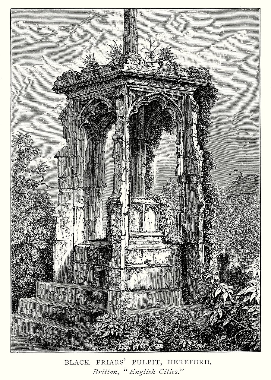 Kara Keşişlerin Minberi, Hereford (gravür) by English School