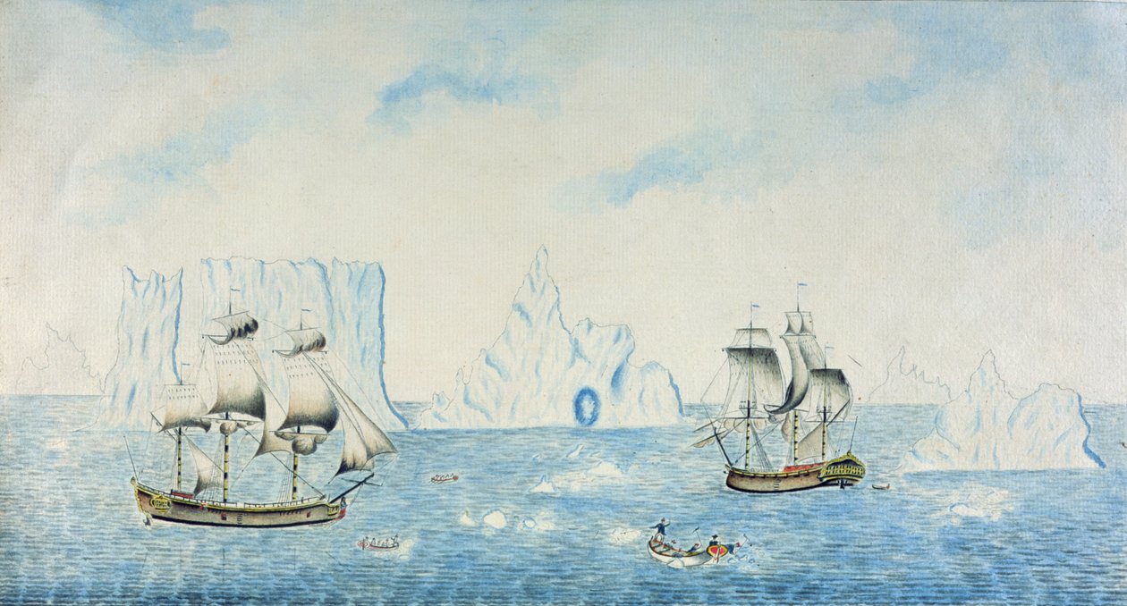 Buz Toplayan Tekneler, c.1773 (kağıt üzerinde wc) by English School
