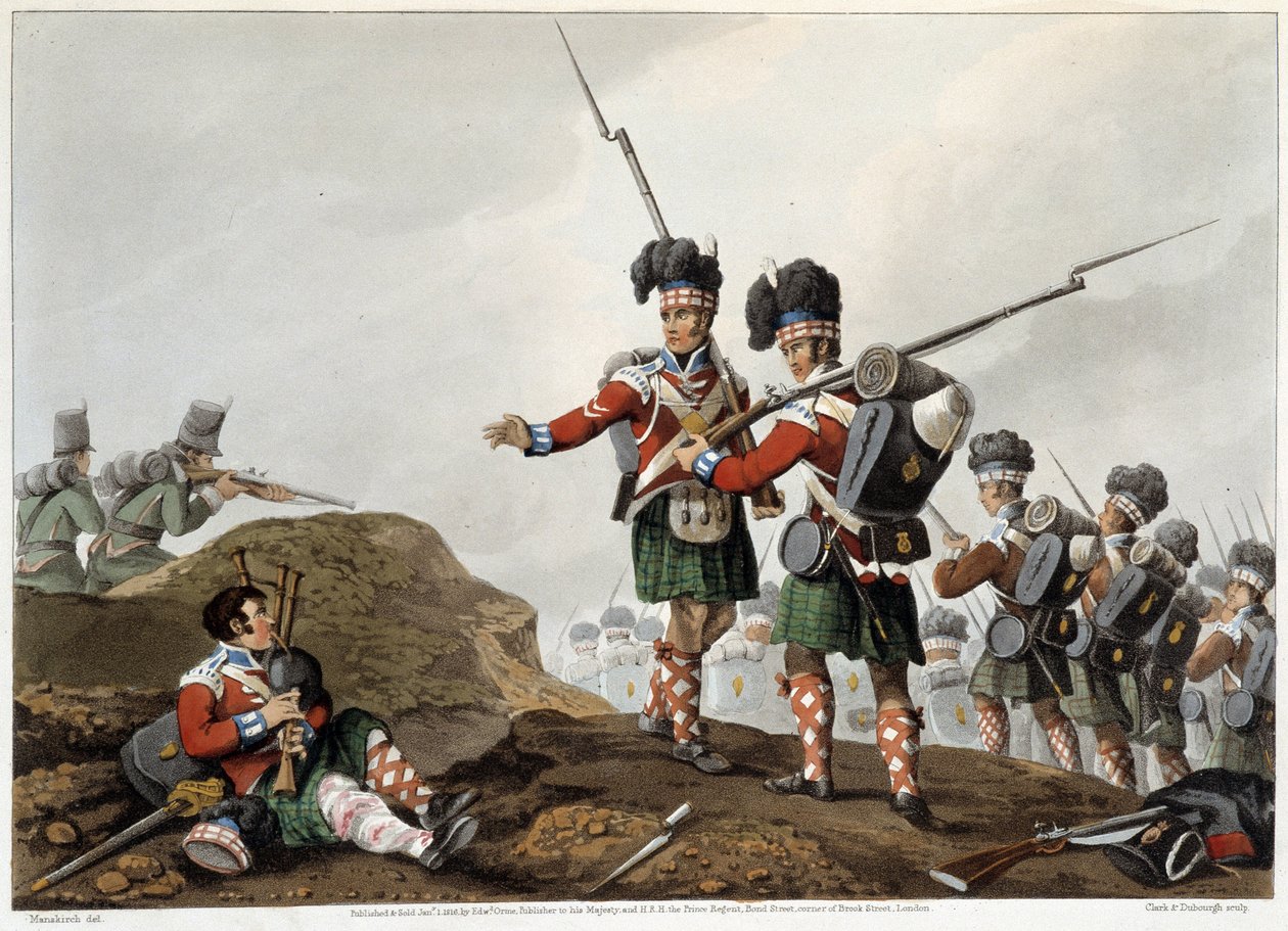 Edward Orme tarafından “” Büyük Britanya ve müttefiklerinin kollarına gelen, Waterloo