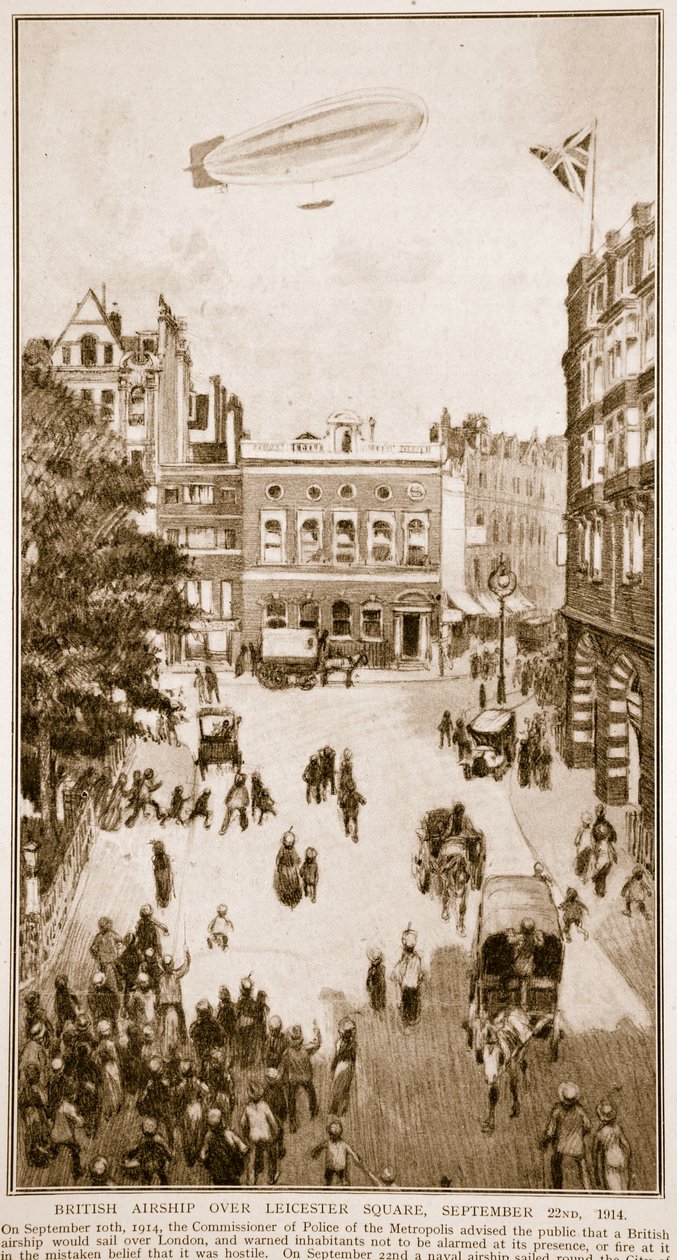 Leicester Meydanı Üzerindeki İngiliz Zeplin, 22 Eylül 1914, 1914-19 by English School