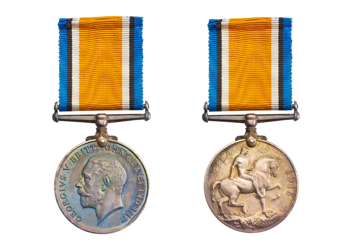 İngiliz Savaş Madalyası, c.1919 (ipek kurdele ile bronz) by English School