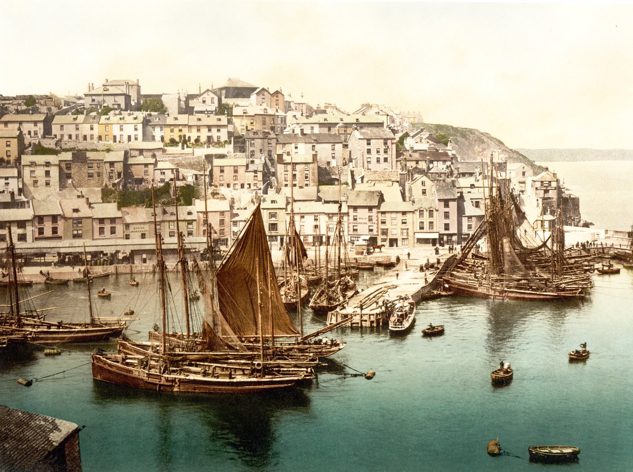 Brixham I (el boyaması fotoğraf) by English School