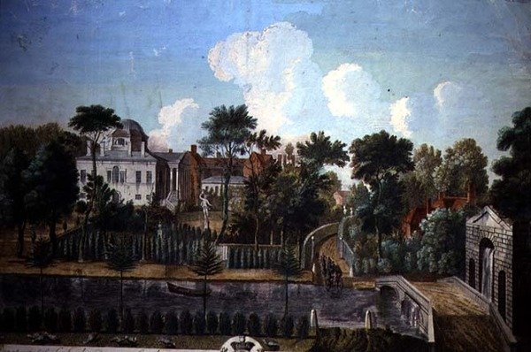 Burlington House, Chiswick, William Kent (1685-1748) tarafından tasarlandı 1725-36 (renkli gravür) by English School