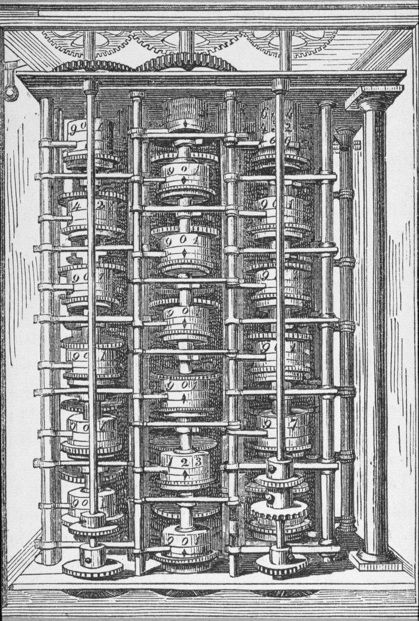 Faydalı Sanatlar ve İmalatların Cyclopaedia'sından Fark Motoru Olarak Bilinen Hesaplama Makinesi, Charles Tomlinson tarafından düzenlendi, c.1880'ler by English School