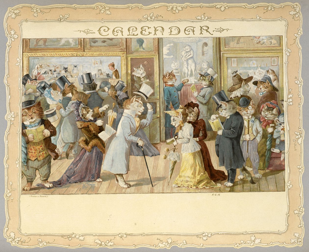 Takvim. Kedileri tasvir eden ön kapak. Her Boydan İnsan için Hoş Sürprizler. [Ayette. Resimlerle birlikte.]Londra : E. Nister, [1892] by English School