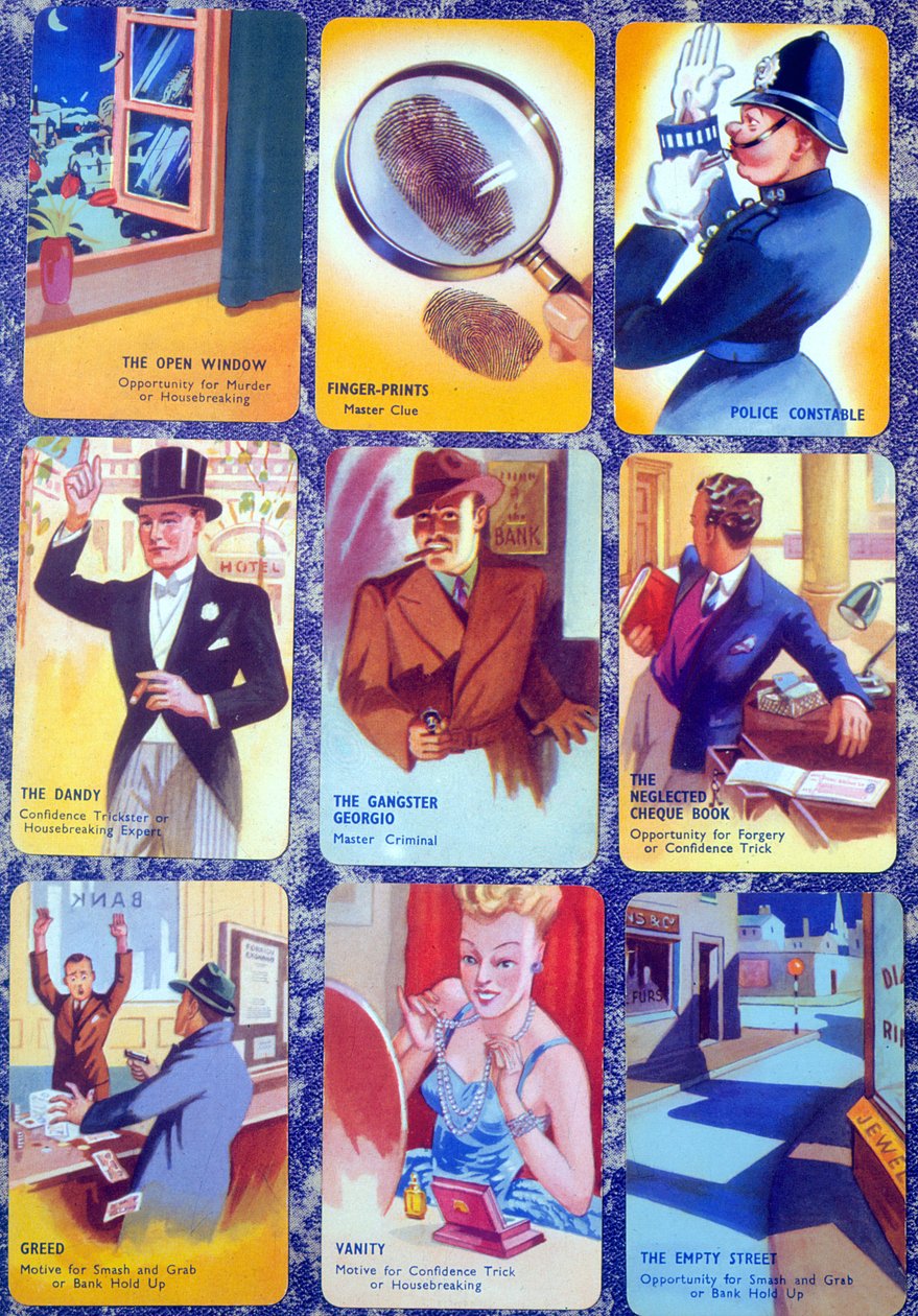İngiliz bir aile için kartlar Murder Mystery kart oyunu I Commit, c.1930 by English School