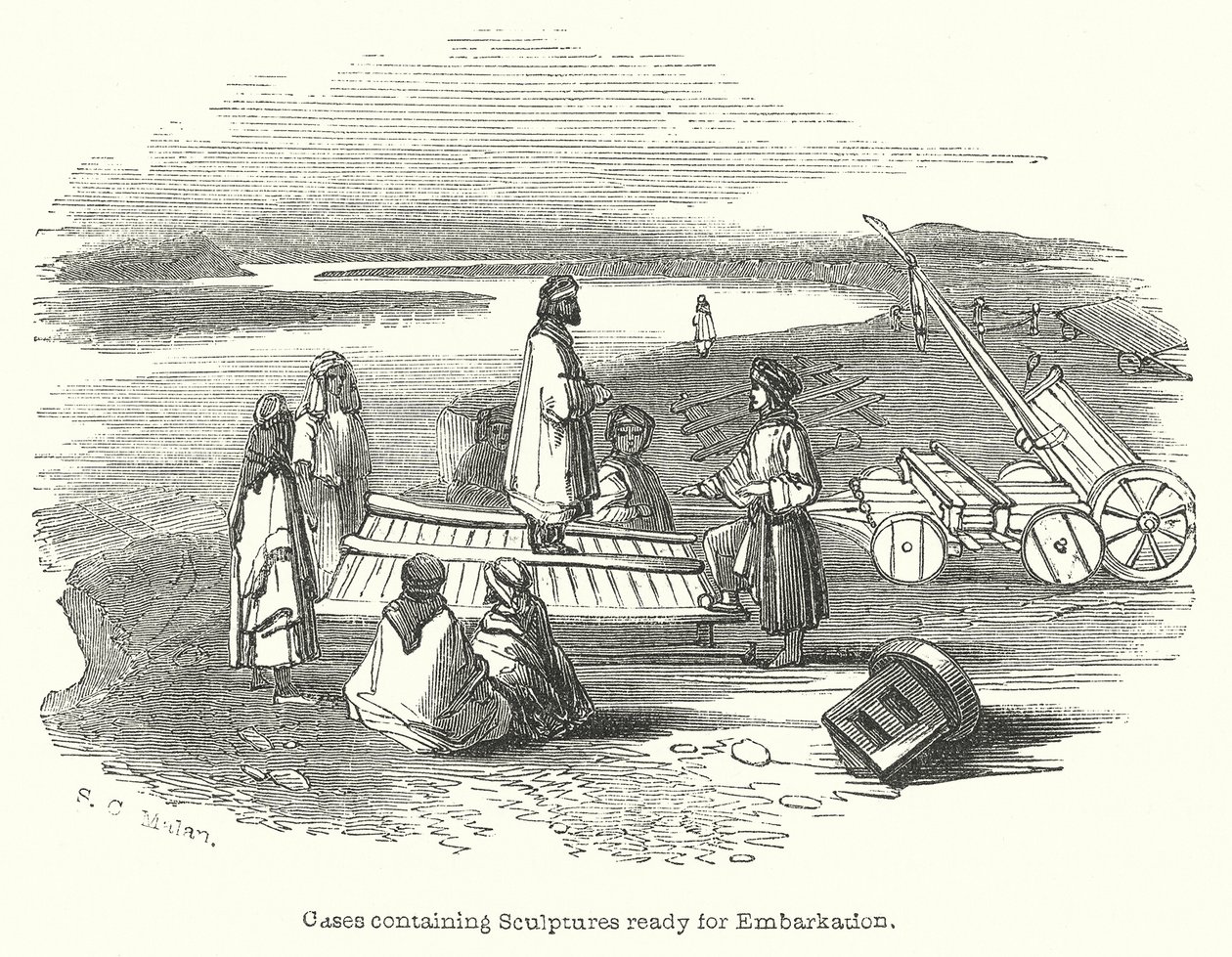 Gemiye Binmeye Hazır Heykellerin Bulunduğu Kutular (gravür) by English School