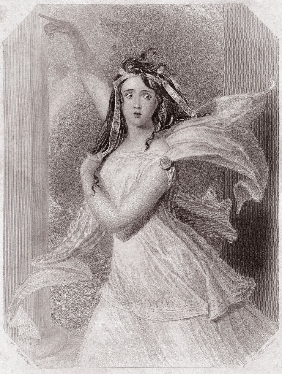 Cassandra (bir peygamber) (Troilus ve Cressida) (Troilus ve Cressida) - “” Shakespeare Kadın Galerisi, erken dönem Londra sanatçıları tarafından eleştirel ve edebi notlarla zenginleştirilmiş kırk beş ciddi portre koleksiyonu”””” yaklaşık 1838 - “”den t gal by English School
