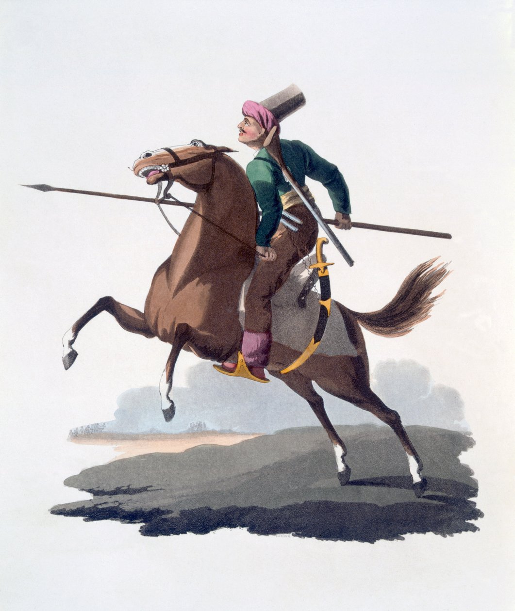 Süvari adam, 1818 (renkli aquatint) by English School