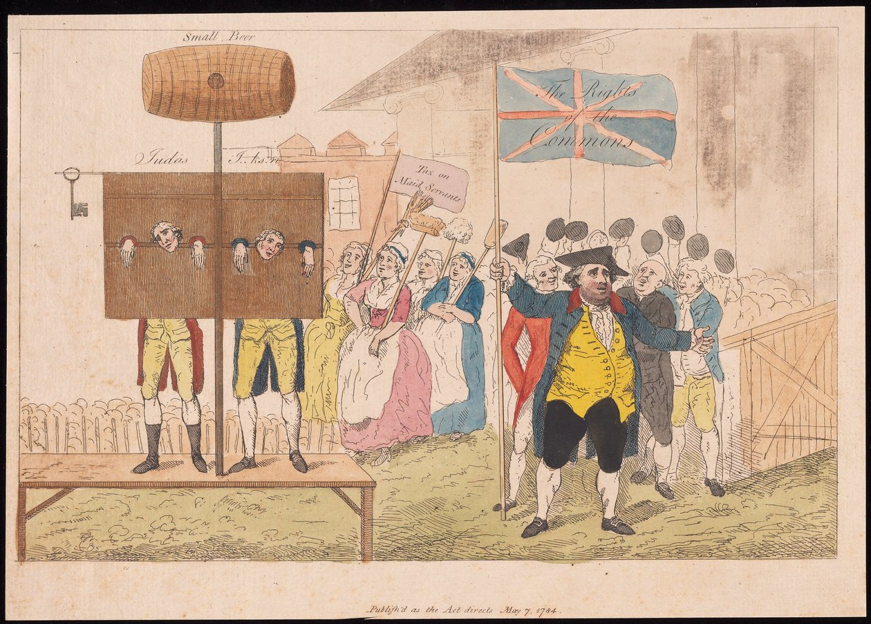 Cecil Wray, Avam Kamarası Hakları, pub. 1784 (el renkli gravür) by English School