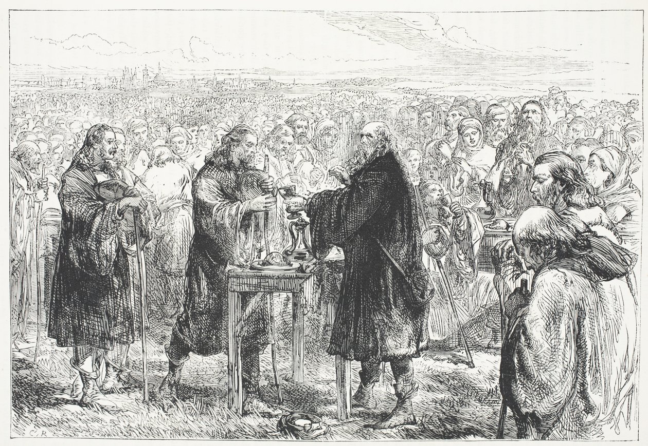 Prag yakınlarındaki bir alanda Hussites tarafından Eucharist kutlaması, James Aitken Wylie (1808-1890) tarafından yazılan Protestanlığın Tarihinden bir örnek, pub. 1878 by English School