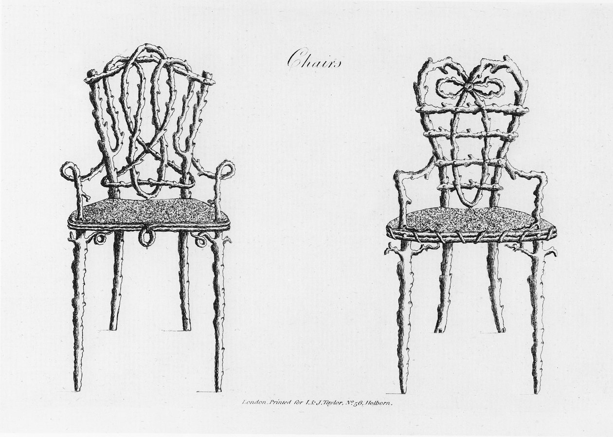 Sandalyeler, Grotesk Mimariden veya Kırsal Eğlenceden, William Wrighte tarafından, 1768