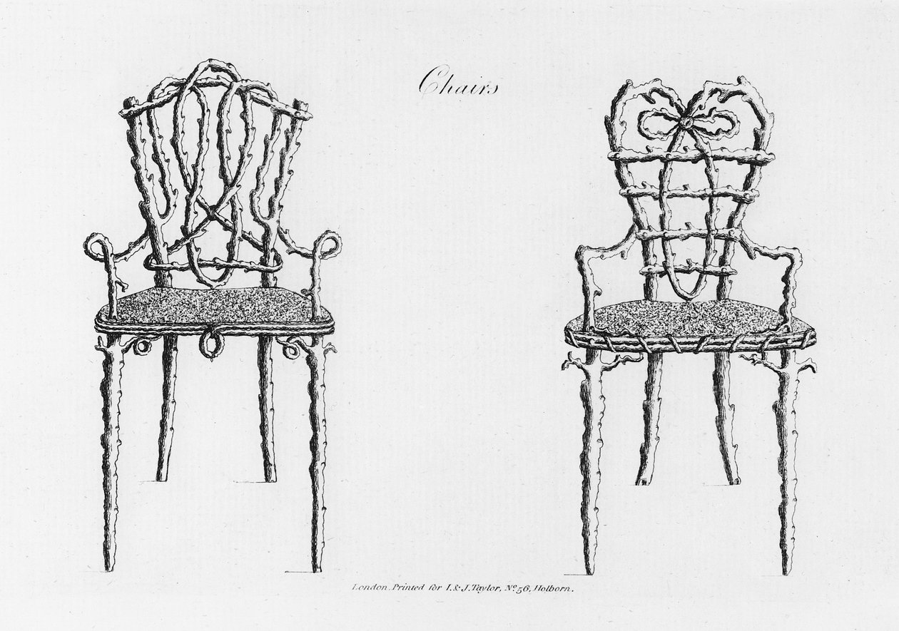 Sandalyeler, Grotesk Mimariden veya Kırsal Eğlenceden, William Wrighte tarafından, 1768