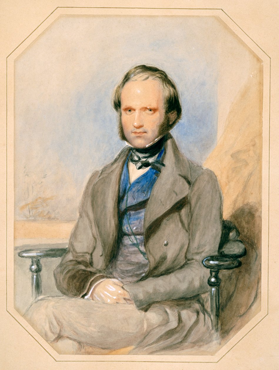 Charles Darwin (kağıt üzerine suluboya) by English School