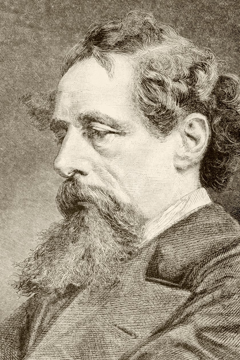 Charles Dickens (litho) by English School
