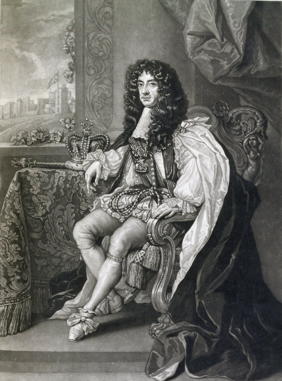 Charles II (1630-85), Charles Turner (1773-1857) tarafından oyulmuş by English School