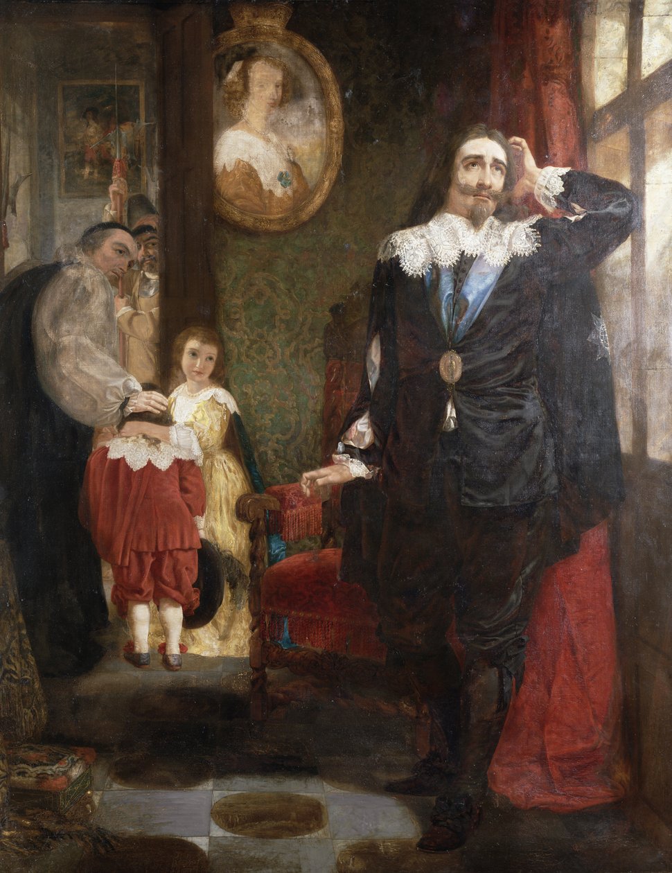 Charles çocuklarına veda ediyorum (tuval üzerine yağlı boya) by English School