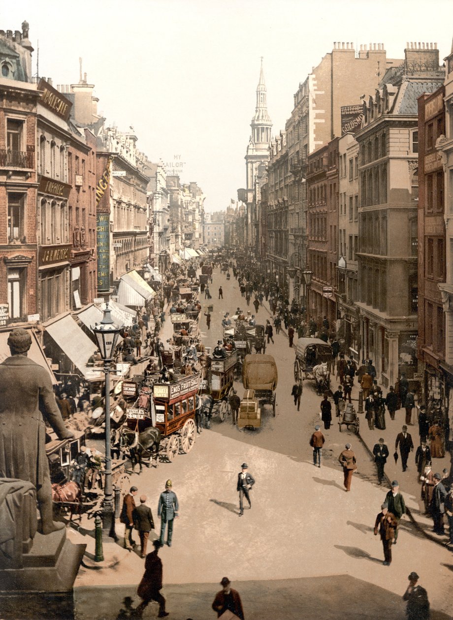 Cheapside, Londra (el ile renklendirilmiş fotoğraf) by English School