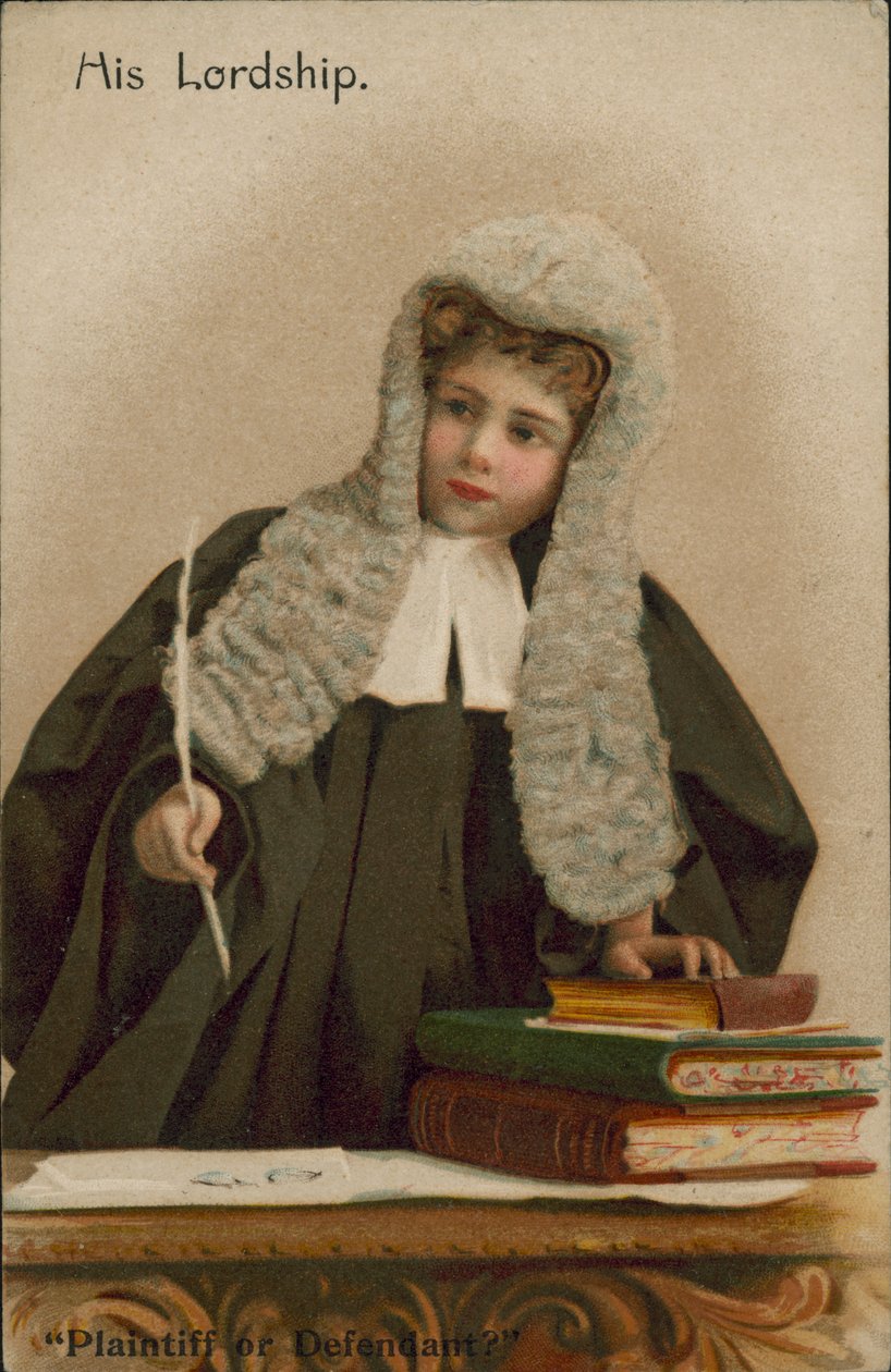 Yargıç gibi giyinmiş çocuk (renkli lito) by English School