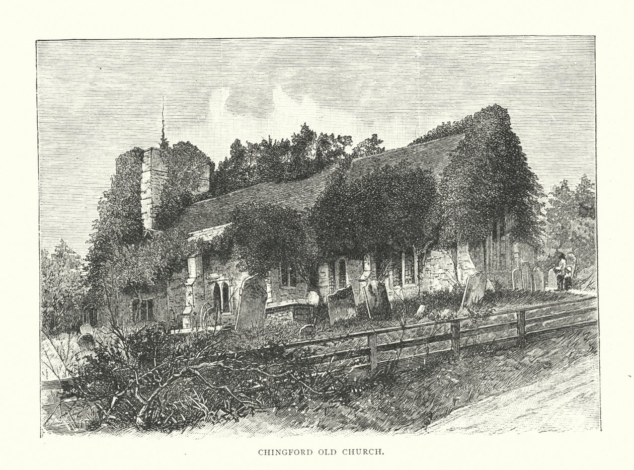 Chingford Eski Kilisesi (gravür) by English School
