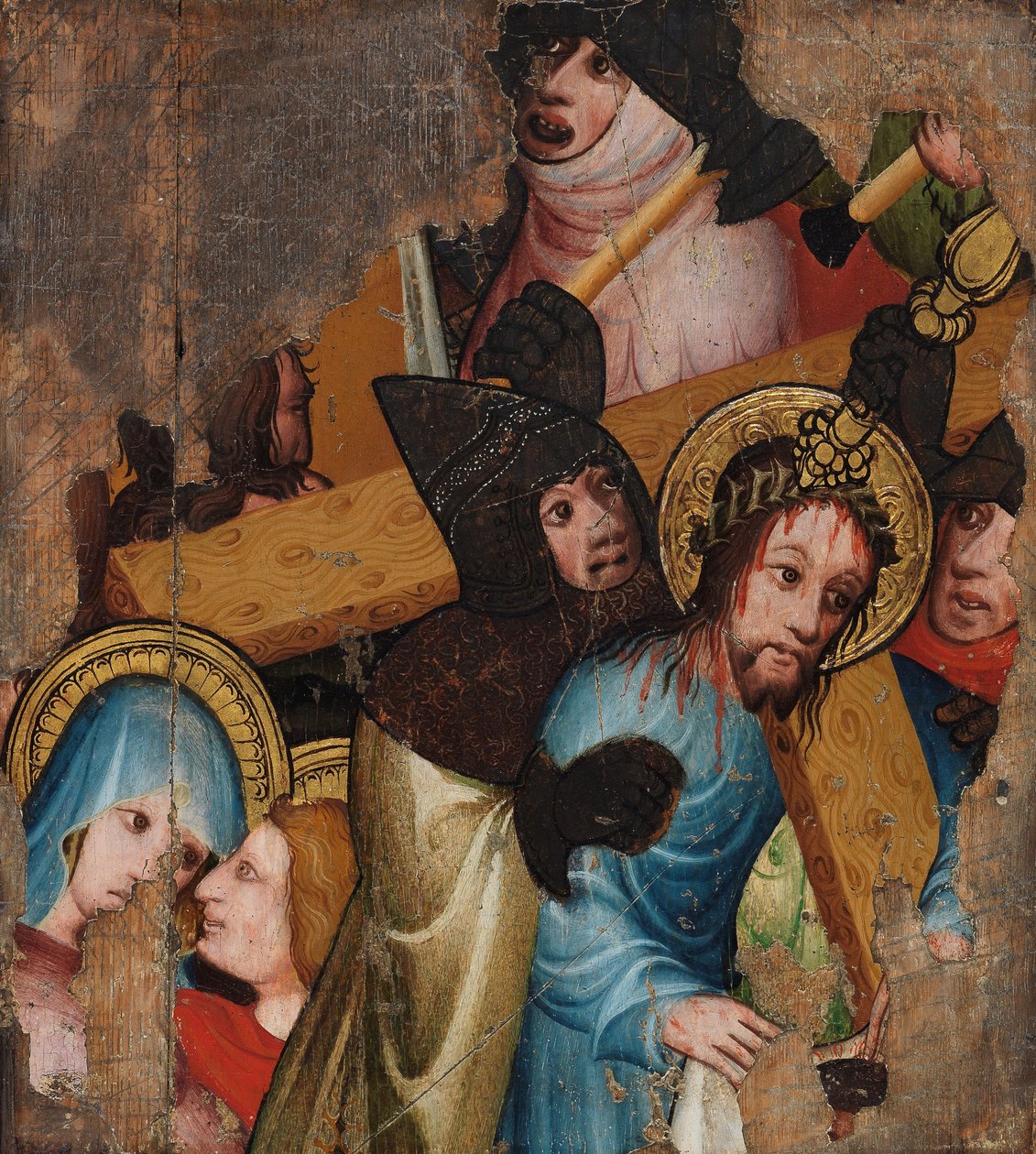 Haçı taşıyan İsa, c.1400-25 (panelde tempera ve altın varak) by English School