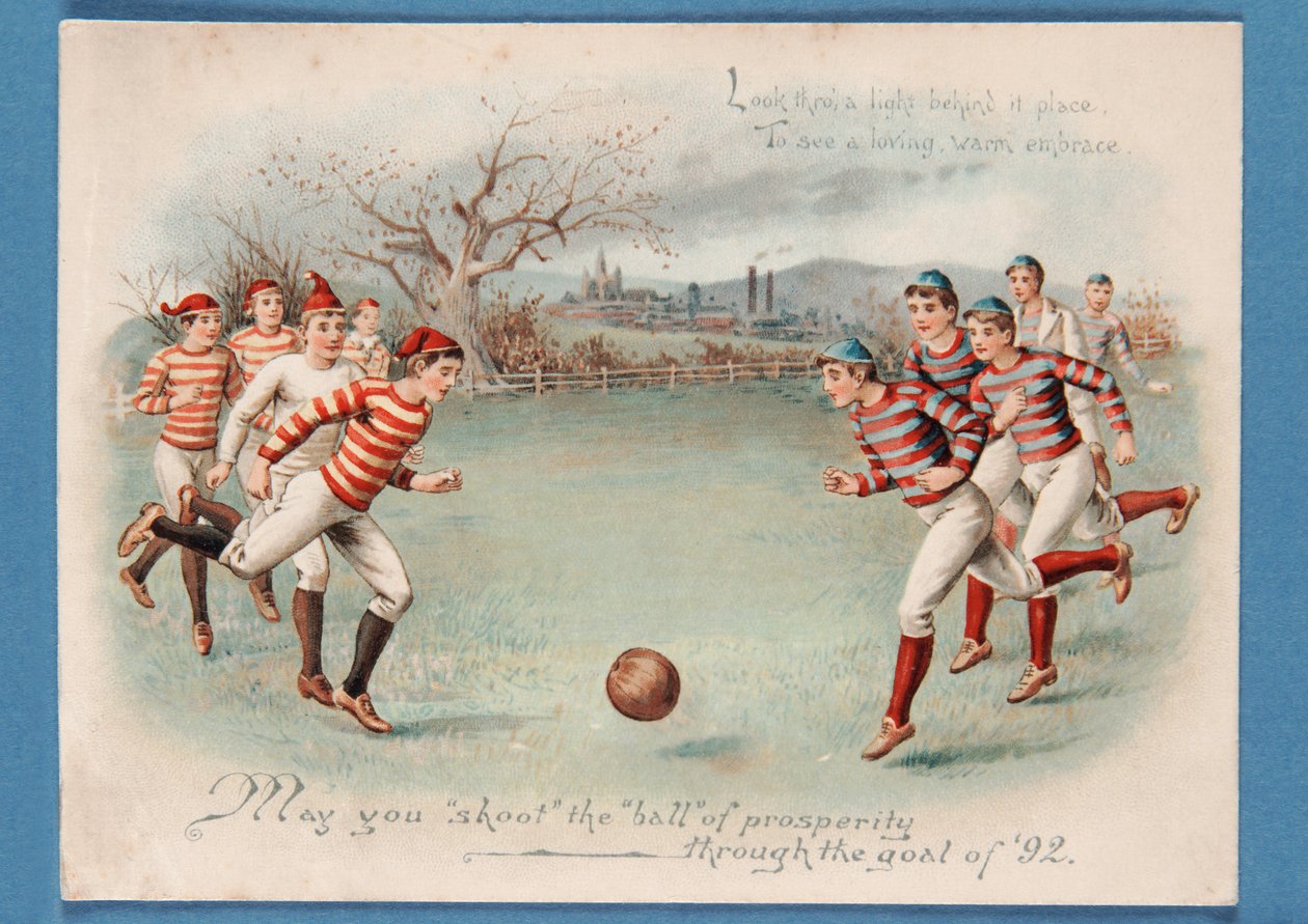 Bir futbol maçının Noel kartpostalı, 1892 by English School