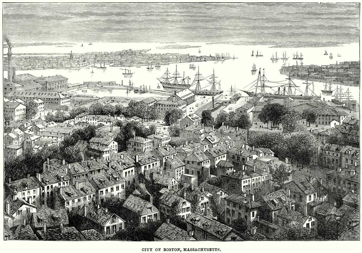Boston Şehri, Massachusetts (gravür) by English School