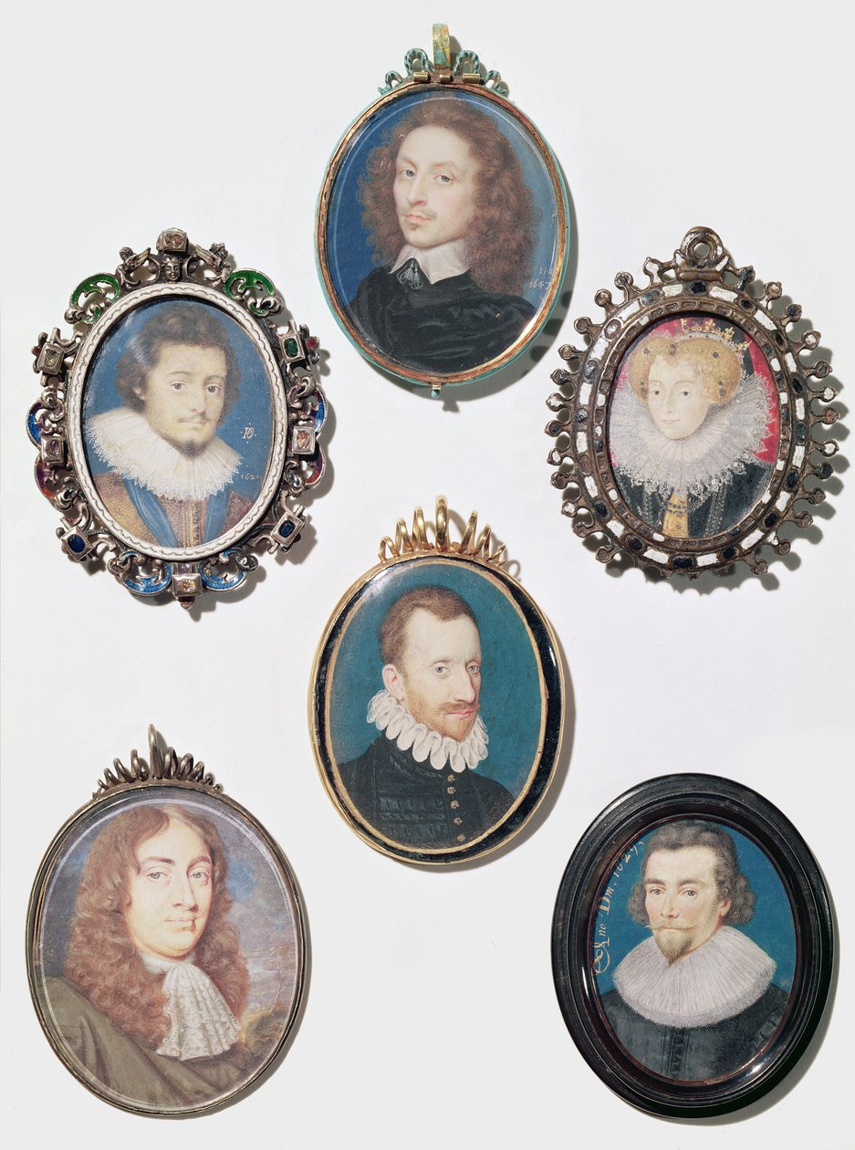 Minyatür koleksiyonu, LtoR, üst sıra: Frederich V (1596-1632) Seçmen Palatine, Bohemya Kralı by English School