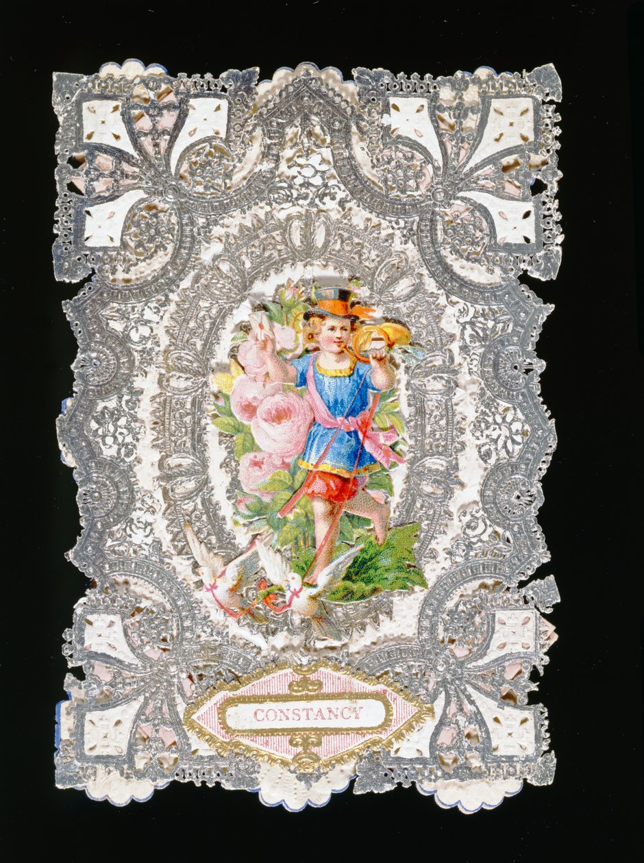 Sabitlik, Sevgililer Günü kartı, c.1860 (kağıt üzerinde renkli lito) by English School