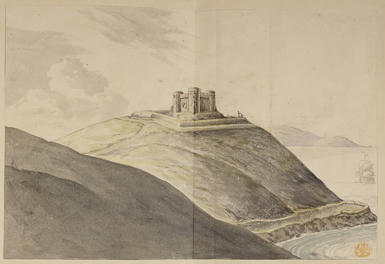 Cork Harbour (kalem ve mürekkep ve kağıt üzerine sulu boya) by English School