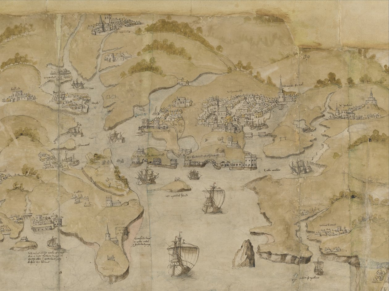 Pamuk Augustus I. i. 38 Plymouth da dahil olmak üzere Fowey ve Salcombe arasındaki sahil haritası. Land