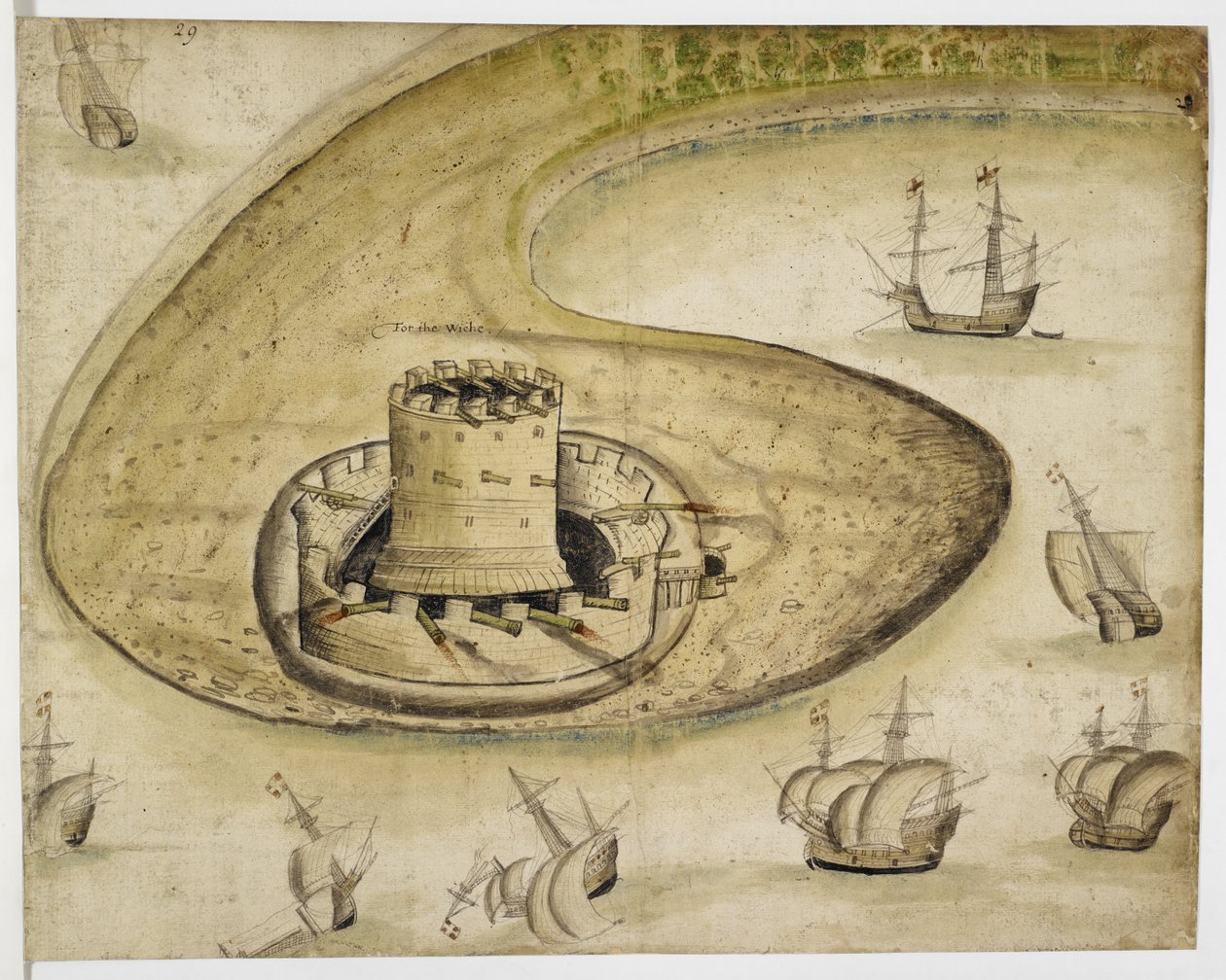 Pamuk Augustus I.ii f. 29 Calshot Kalesi by English School