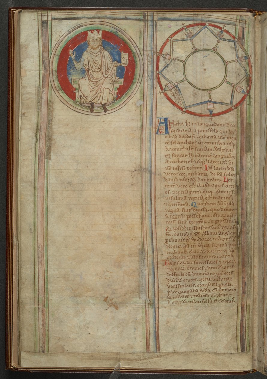 Pamuk MS Claudius D VI, f.5v f. 5v: Anglo-Sakson heptarşisinin yedi krallığının tanımı, c.1255-59 (parşömen) by English School