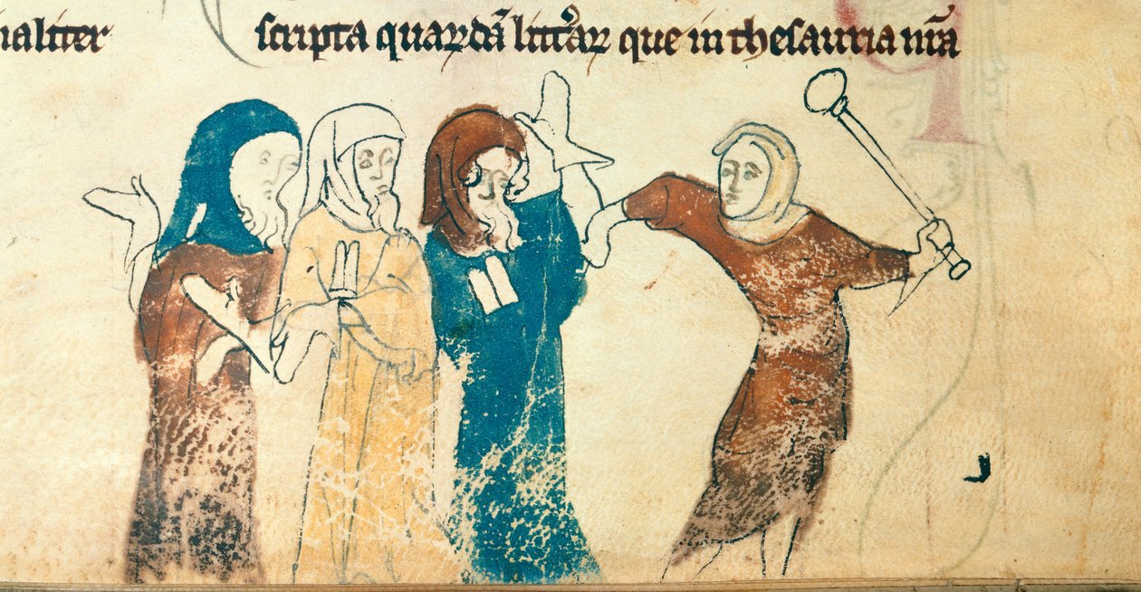 Cotton Nero D. II, f.183v Yahudilere Zulüm, 