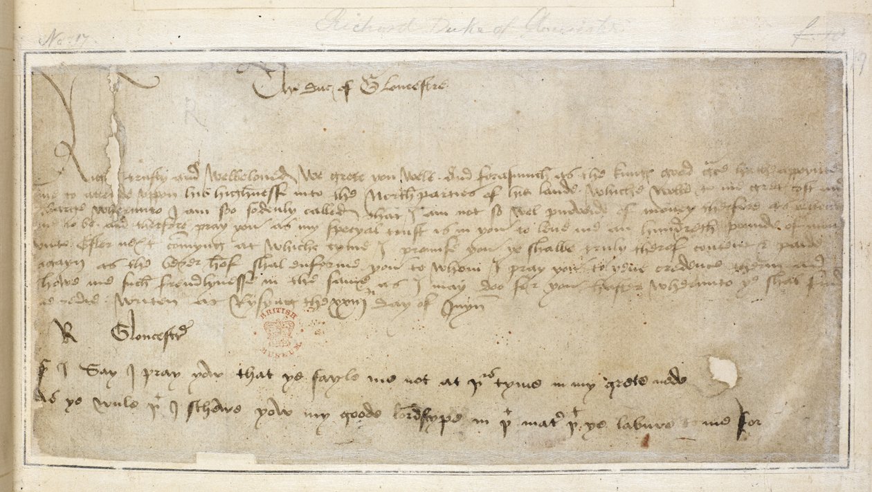 Cotton Vespasian MS F III f.19 Richard