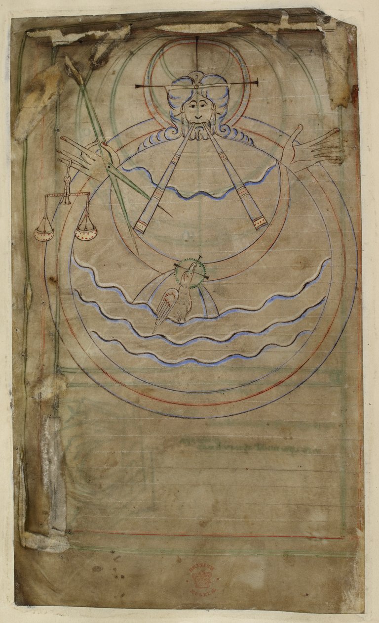 Cotton ms tiberius c vi f007v Yaratılışın şematik temsili, 