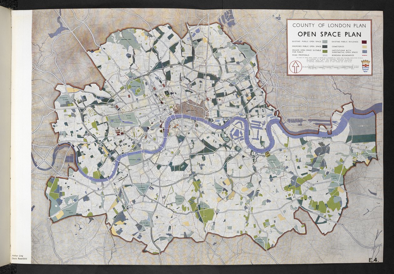 Londra İlçesi Açık Alan Planı / Londra İl meclisi için J.H. Forshaw ve Partick Abercrombie by English School