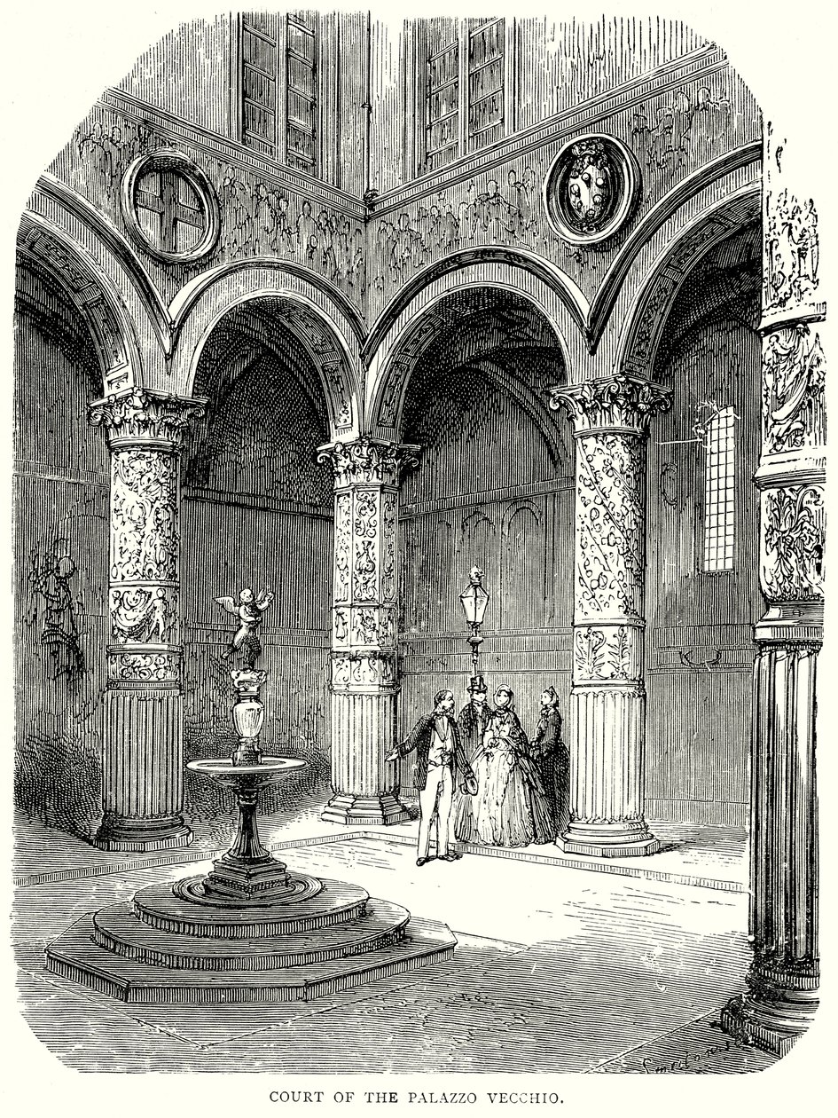 Palazzo Vecchio Avlusu (gravür) by English School