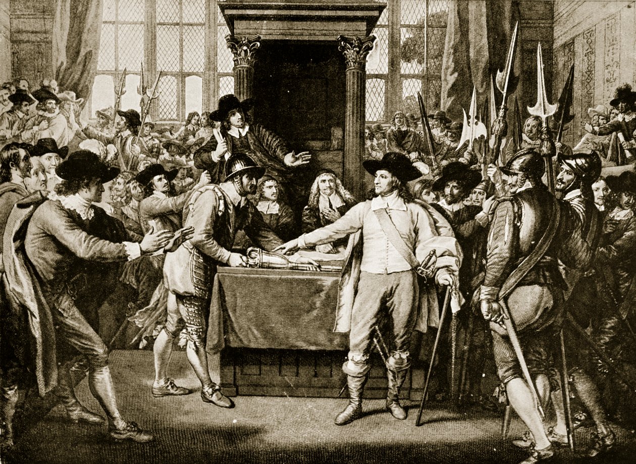 Cromwell Uzun Parlamentoyu dağıtıyor, 1653, Hutchinsons Story of the British Nation