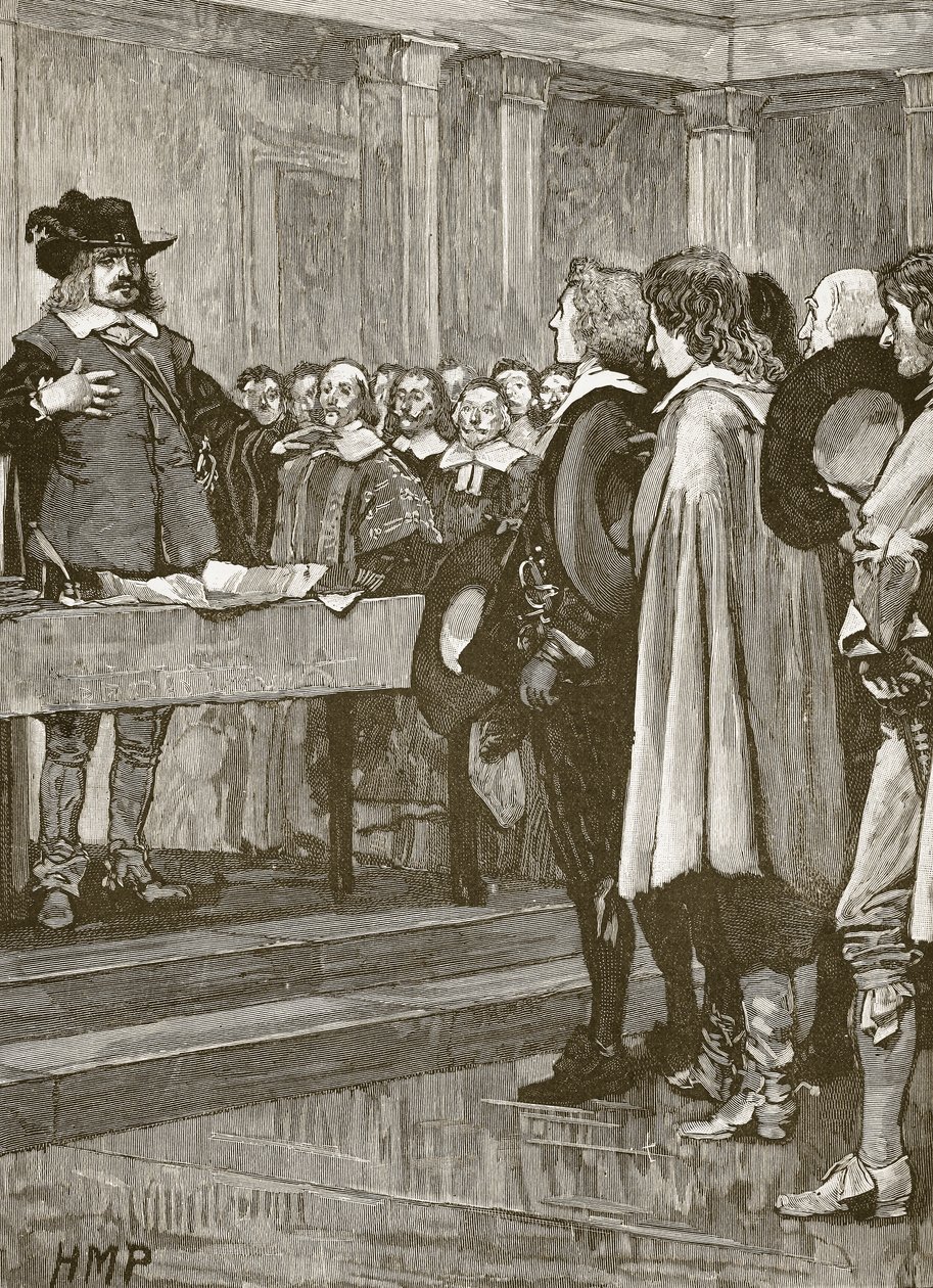 Cromwell tacı reddediyor, Cassells Illustrated History of England'dan bir çizim (sepya fotoğrafı) by English School
