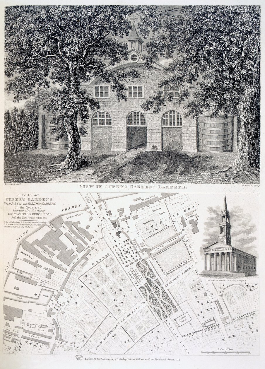 Bartholemew Howlett tarafından kazınmış Cupers Gardens, Lambeth, 1746 by English School