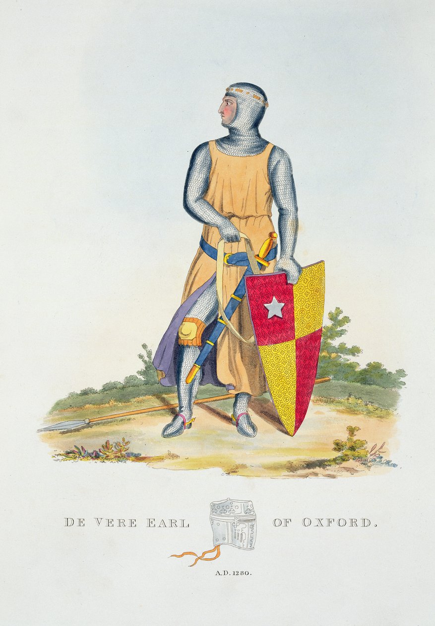 De Vere, Oxford Kontu, 1280, Antik Zırh, Samuel Rush Meyrick, 1824 by English School