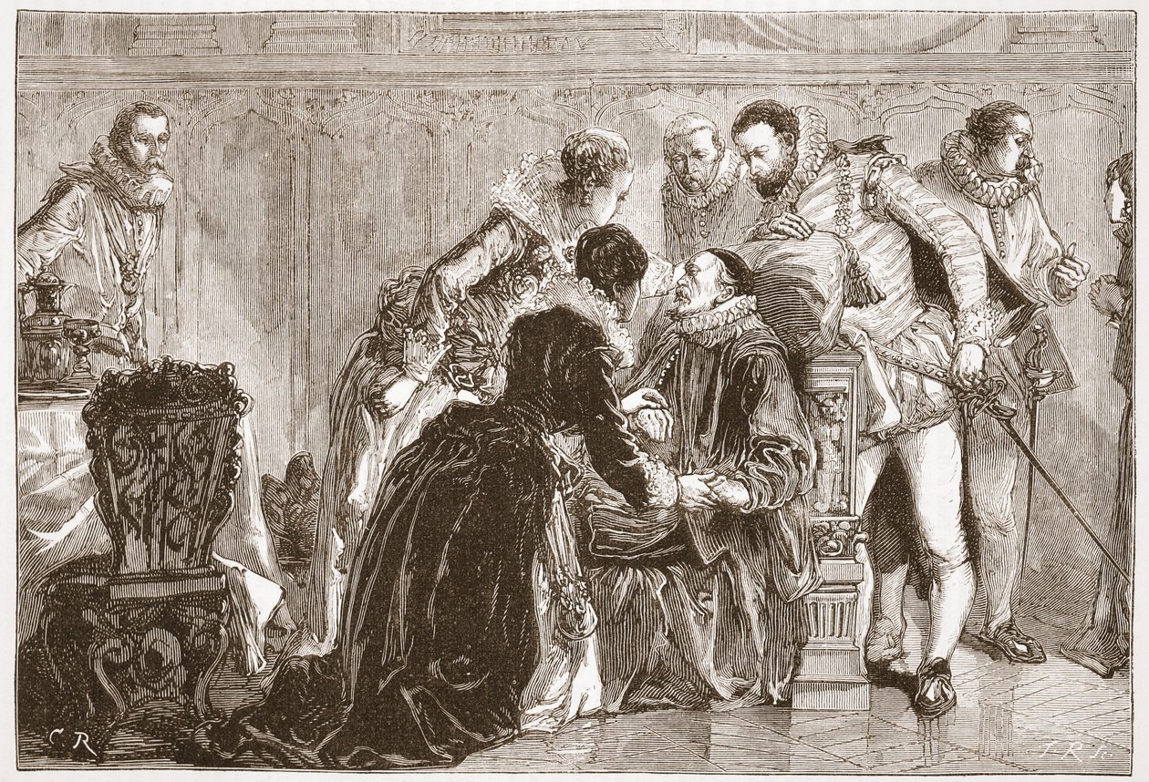 Orange Prensi Sessiz William'ın Ölümü, James Aitken Wylie'nin (1808-1890) 'Protestanlığın Tarihi'nden bir örnek, pub. 1878 (gravür) by English School