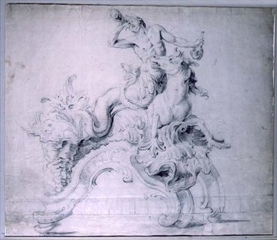 Lambert-Sigisbert Adam tarafından tasarlanan yaldızlı bronz bir itfaiye köpeği için tasarım by English School