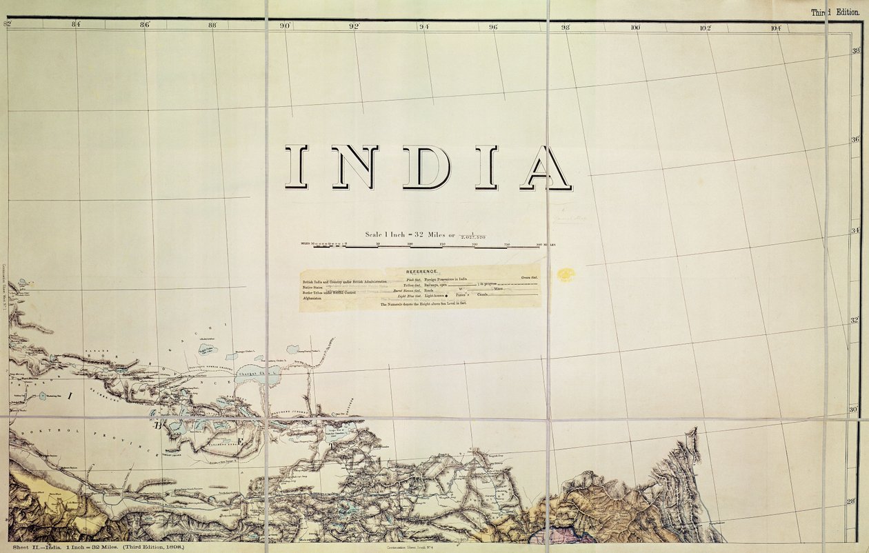 Hindistan-Tibet sınırı Haritasının Detayı by English School